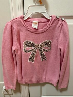 Gymboree Pink Sequin Bow Sweater Top